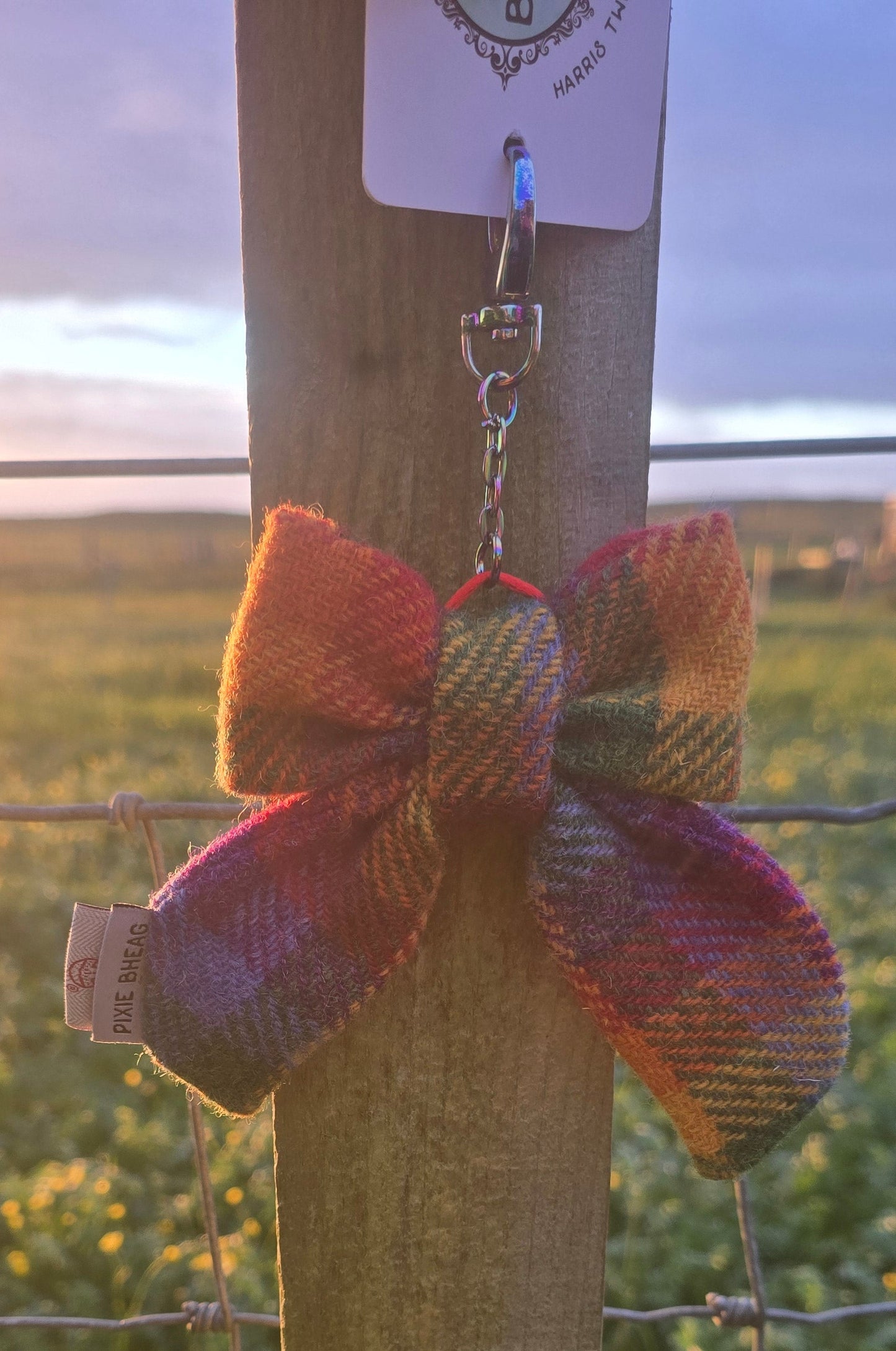 Harris tweed Bow Keychain