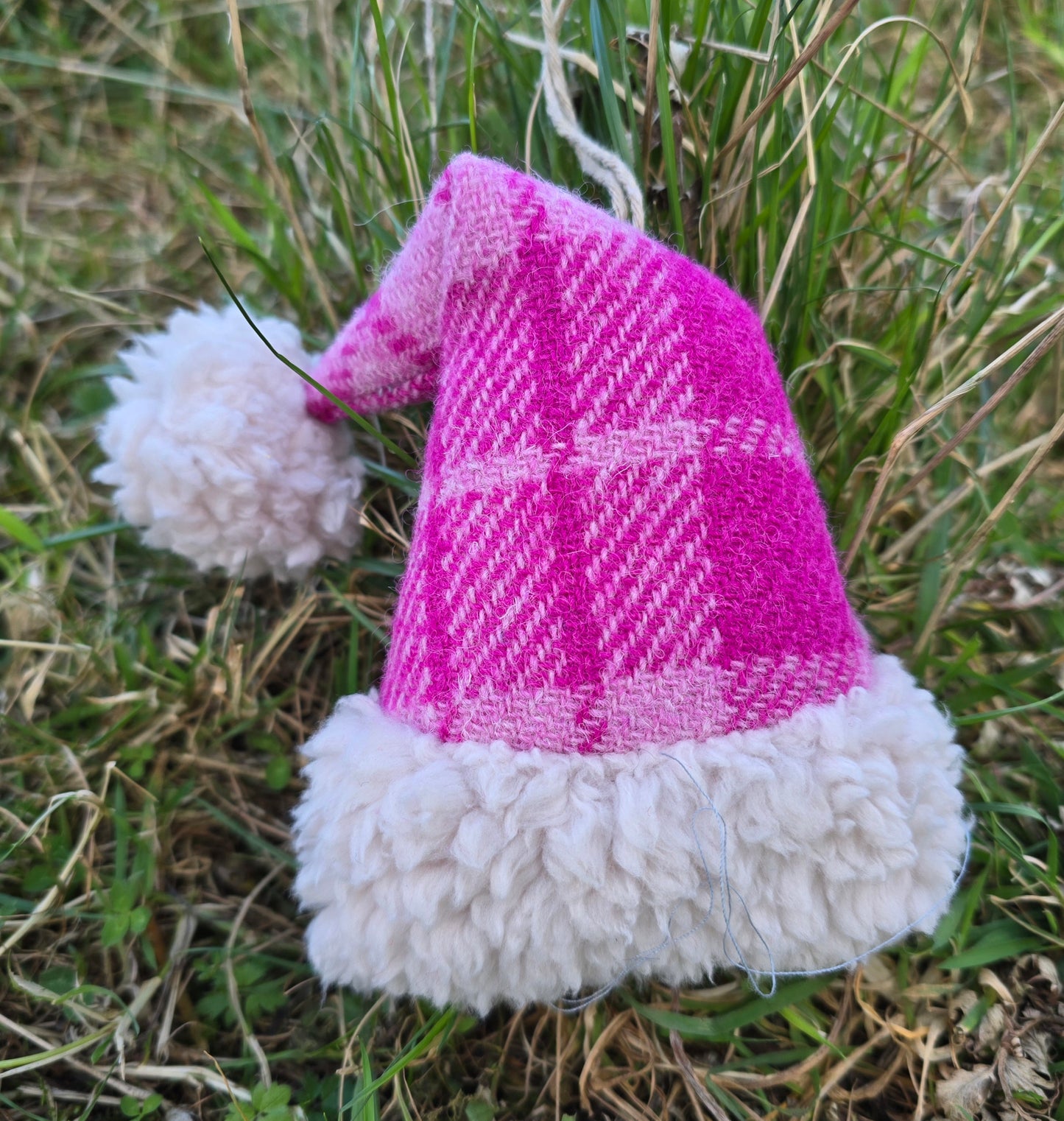 Personalised Harris Tweed Santa Hat Decoration