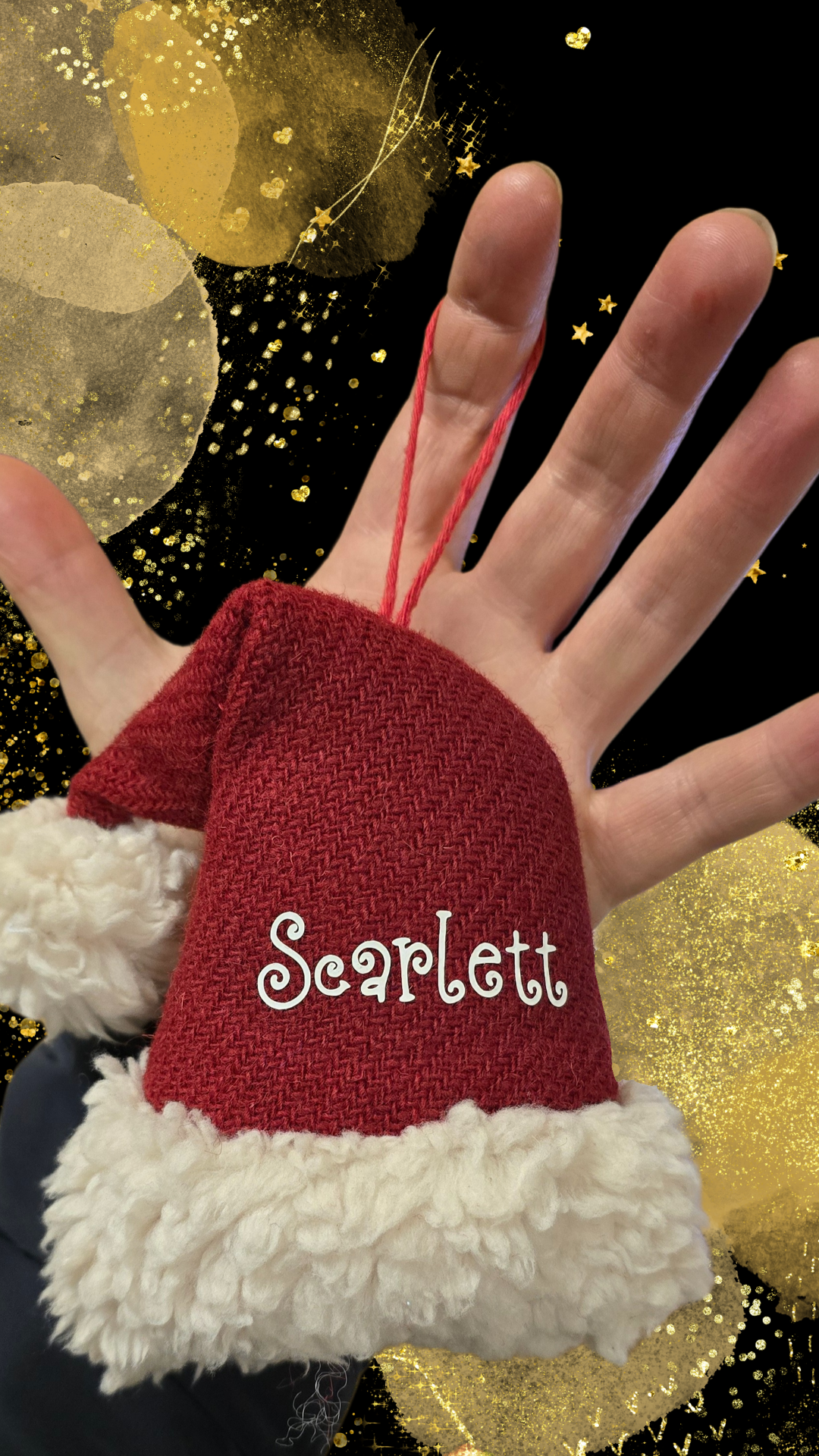 Personalised Harris Tweed Santa Hat Decoration