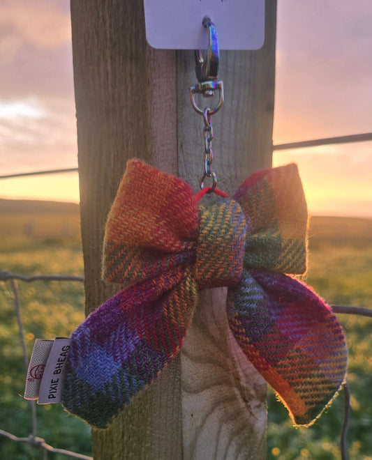 Harris tweed Bow Keychain